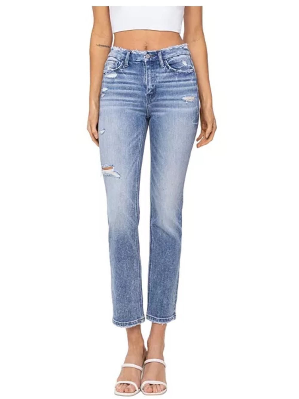 Flying Monkey Light Wash High-Rise Straight Leg Jeans